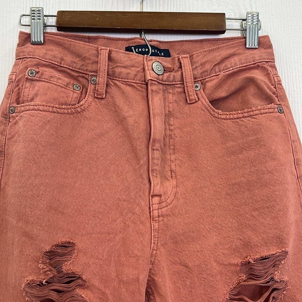 Aeropostale - Distressed Dark Pink 90s Baggy High Waisted Jean Size 2Regular - Picture 6 of 13